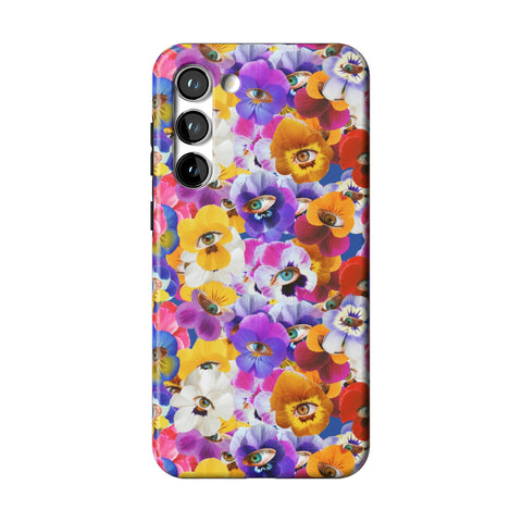 Pansy Eye Floral Tough Phone Case for Galaxy S23 Plus