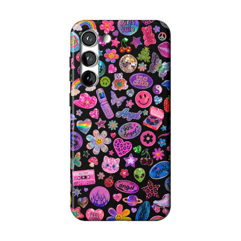 Black Y2K Stickers Print Tough Phone Case for Galaxy S23 Plus