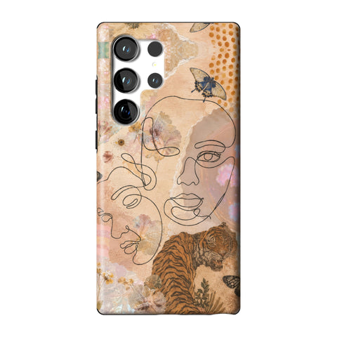 Line Art Faces Collage Tough Phone Case for Galaxy S23 Ultra