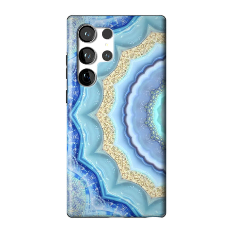 Blue Boho Tie Dye Tough Phone Case for Galaxy S23 Ultra