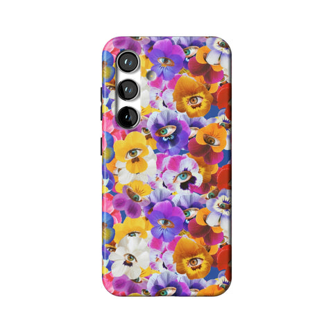Pansy Eye Floral Tough Phone Case for Galaxy S24
