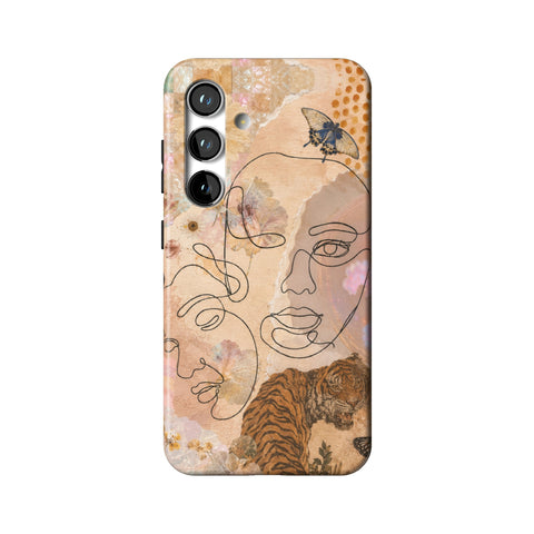 Line Art Faces Collage Tough Phone Case for Galaxy S24