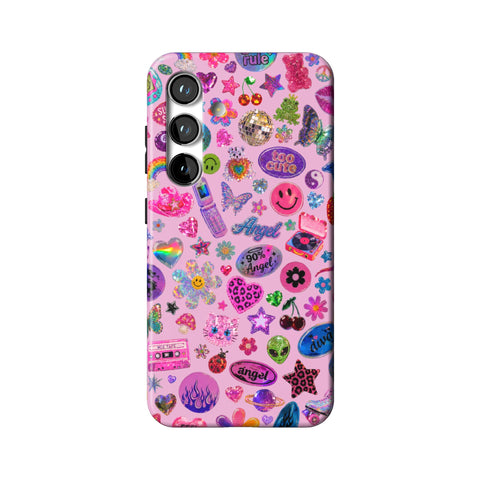 Baby Pink Y2K Stickers Print Tough Phone Case for Galaxy S24
