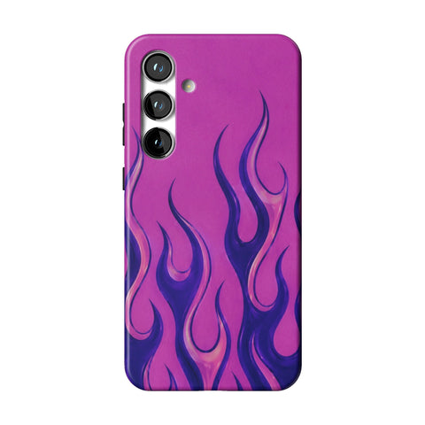 Purple Flames Y2K Tough Phone Case for Galaxy S24 Plus