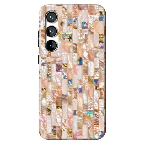 Rose Gold Abalone Shell Print Tough Phone Case for Galaxy S24 Plus