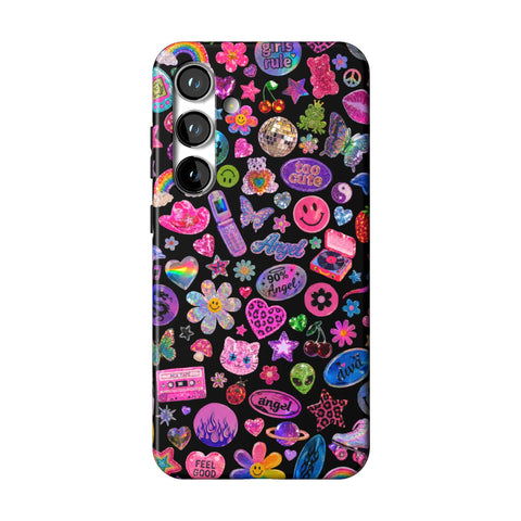 Black Y2K Stickers Print Tough Phone Case for Galaxy S24 Plus