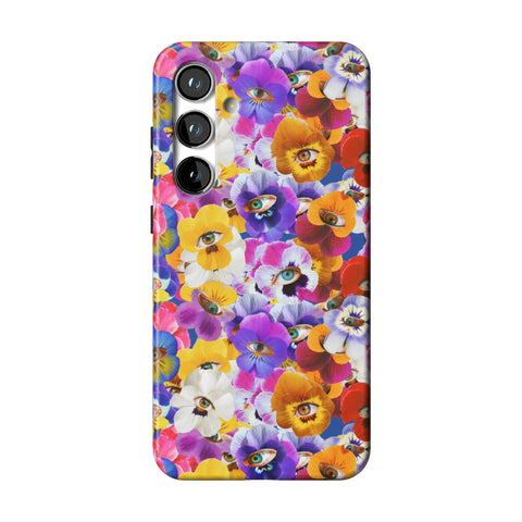 Pansy Eye Floral Tough Phone Case for Galaxy S24 Plus