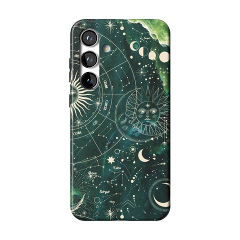 Green Marble Zodiac Tough Phone Case for Galaxy S24 Plus