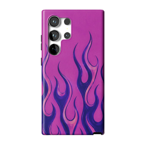 Purple Flames Y2K Tough Phone Case for Galaxy S24 Ultra