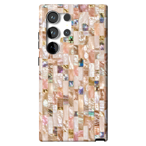Rose Gold Abalone Shell Print Tough Phone Case for Galaxy S24 Ultra