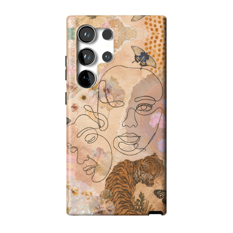Line Art Faces Collage Tough Phone Case for Galaxy S24 Ultra