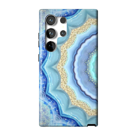 Blue Boho Tie Dye Tough Phone Case for Galaxy S24 Ultra