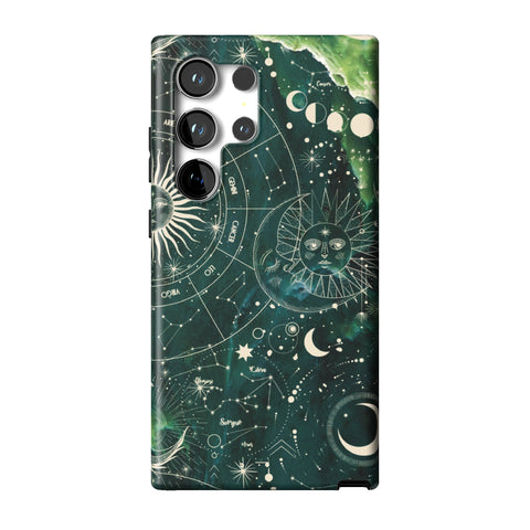 Green Marble Zodiac Tough Phone Case for Galaxy S24 Ultra