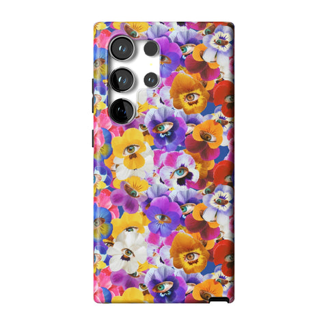 Pansy Eye Floral Tough Phone Case for Galaxy S24 Ultra