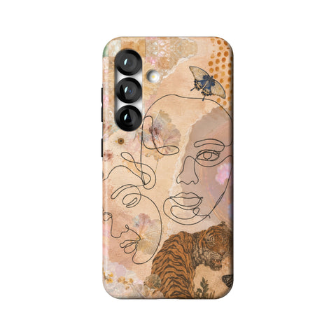 Line Art Faces Collage Tough Phone Case for Galaxy S25
