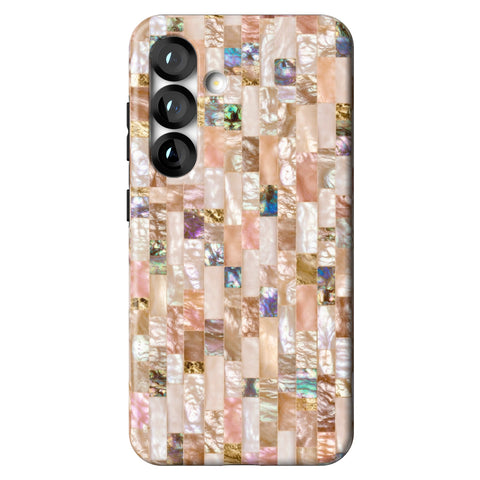 Rose Gold Abalone Shell Print Tough Phone Case for Galaxy S25