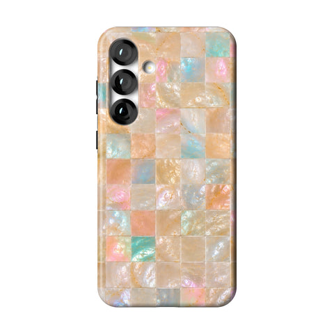 Peach Sorbet Tile Print Tough Phone Case for Galaxy S25 Plus