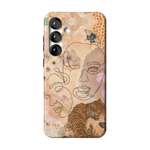 Line Art Faces Collage Tough Phone Case for Galaxy S25 Plus