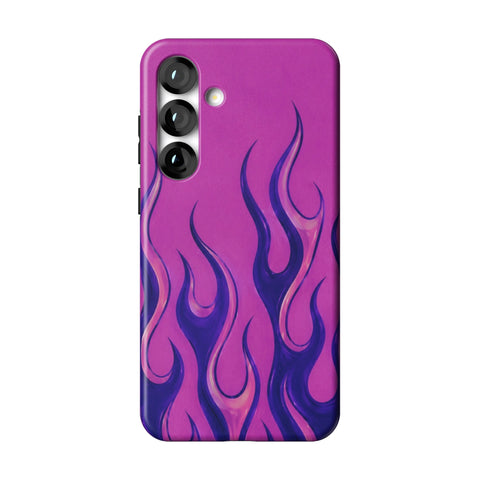 Purple Flames Y2K Tough Phone Case for Galaxy S25 Plus