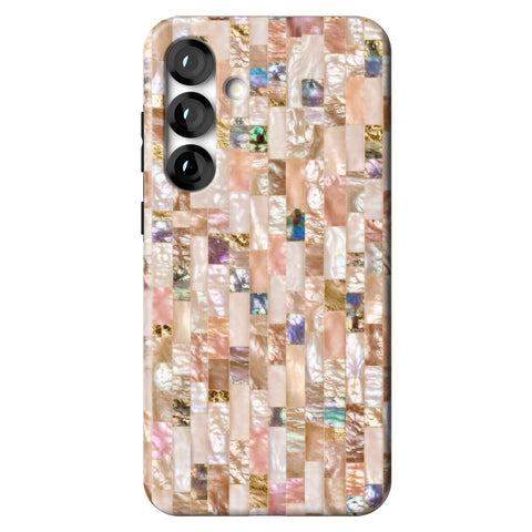 Rose Gold Abalone Shell Print Tough Phone Case for Galaxy S25 Plus