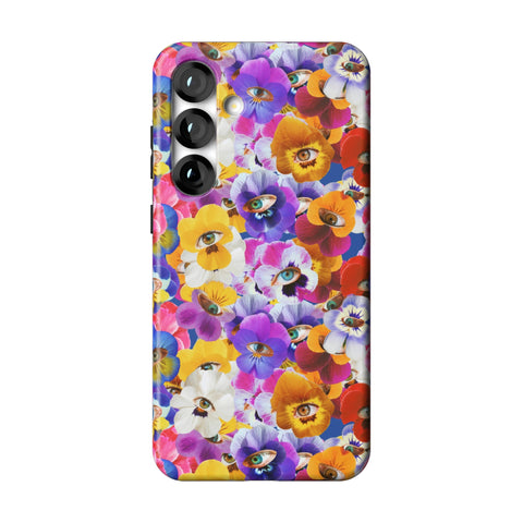 Pansy Eye Floral Tough Phone Case for Galaxy S25 Plus