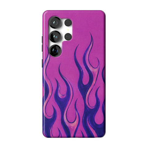 Purple Flames Y2K Tough Phone Case for Galaxy S25 Ultra