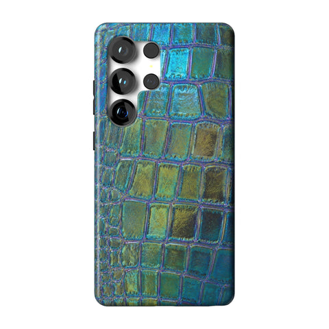 Teal Crocodile Print Tough Phone Case for Galaxy S25 Ultra