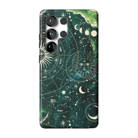 Green Marble Zodiac Tough Phone Case for Galaxy S25 Ultra