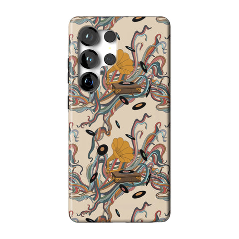 Art Nouveau Vinyl Record Player Tough Phone Case for Galaxy S25 Ultra