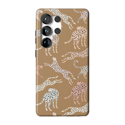 Trendy Cheetah Print Tough Phone Case for Galaxy S25 Ultra