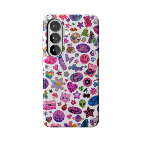 White Y2K Stickers Print Tough Phone Case for Galaxy S26