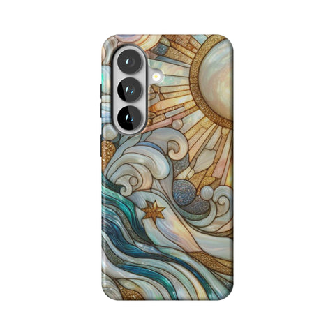 Waves & Sun Rays Stained Glass Illusion Print Tough Phone Case for Galaxy S26