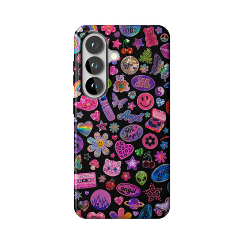 Black Y2K Stickers Print Tough Phone Case for Galaxy S26