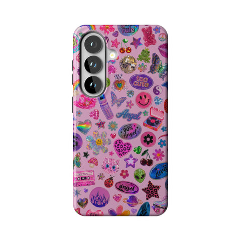 Baby Pink Y2K Stickers Print Tough Phone Case for Galaxy S26