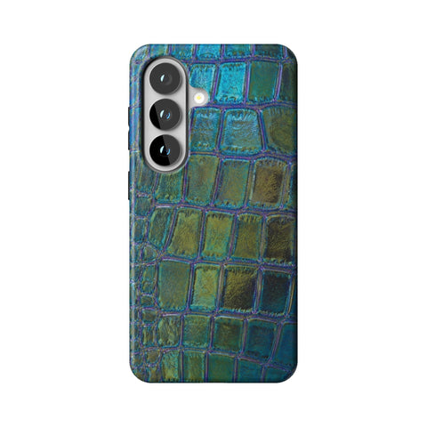 Teal Crocodile Print Tough Phone Case for Galaxy S26
