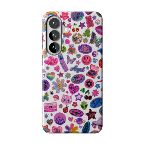White Y2K Stickers Print Tough Phone Case for Galaxy S26 Plus