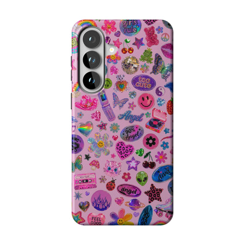 Baby Pink Y2K Stickers Print Tough Phone Case for Galaxy S26 Plus