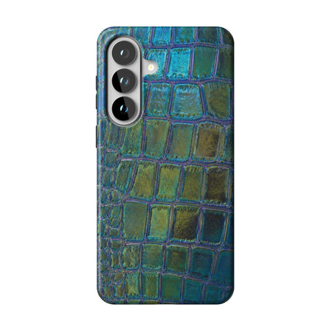 Teal Crocodile Print Tough Phone Case for Galaxy S26 Plus