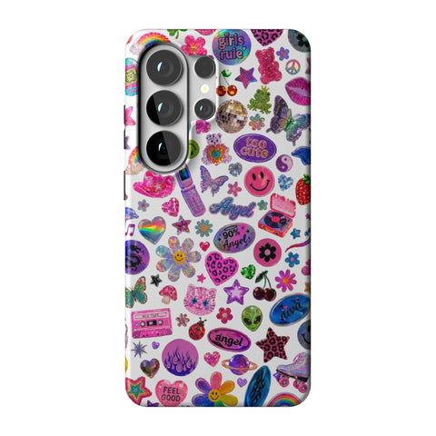 White Y2K Stickers Print Tough Phone Case for Galaxy S26 Ultra