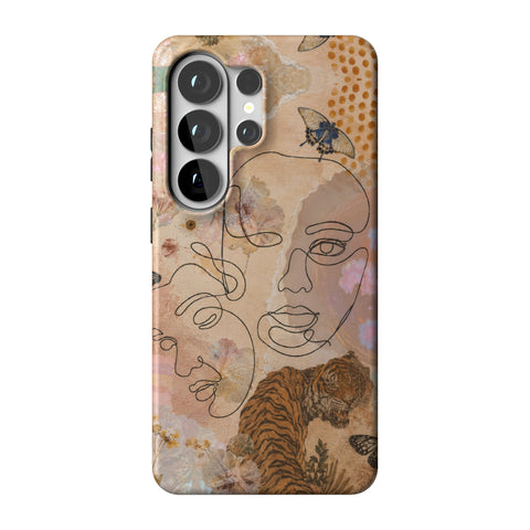 Line Art Faces Collage Tough Phone Case for Galaxy S26 Ultra
