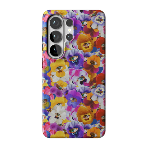 Pansy Eye Floral Tough Phone Case for Galaxy S26 Ultra