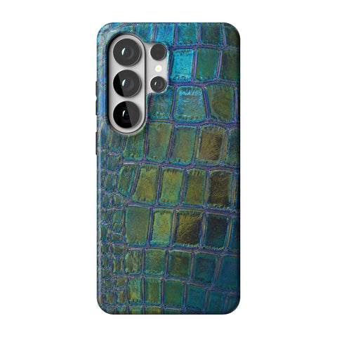 Teal Crocodile Print Tough Phone Case for Galaxy S26 Ultra