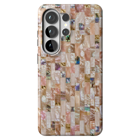 Rose Gold Abalone Shell Print Tough Phone Case for Galaxy S26 Ultra