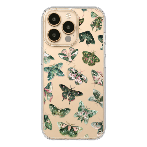 Green Pink Luna Moths Phone Case For iPhone 17 Air 16e 15 14 13 Pro Max Mini 7 8 SE Galaxy S26 S25 Aesthetic Witchy Mystic