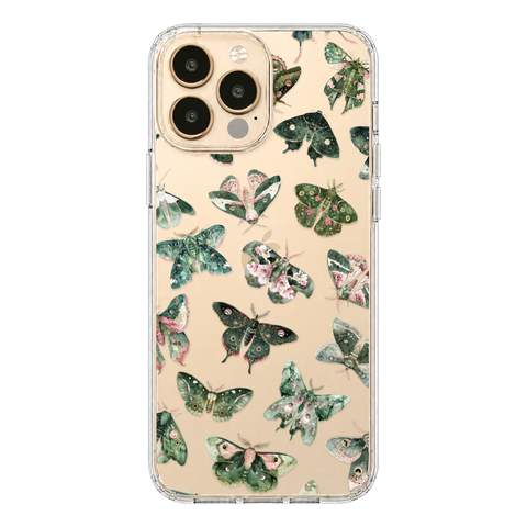 Green Pink Luna Moths Phone Case For iPhone 17 Air 16e 15 14 13 Pro Max Mini 7 8 SE Galaxy S26 S25 Aesthetic Witchy Mystic