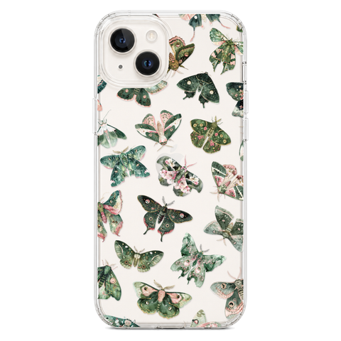 Green Pink Luna Moths Phone Case For iPhone 17 Air 16e 15 14 13 Pro Max Mini 7 8 SE Galaxy S26 S25 Aesthetic Witchy Mystic