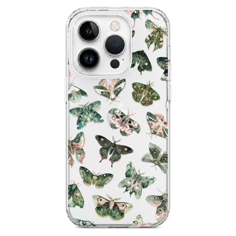 Green Pink Luna Moths Phone Case For iPhone 17 Air 16e 15 14 13 Pro Max Mini 7 8 SE Galaxy S26 S25 Aesthetic Witchy Mystic
