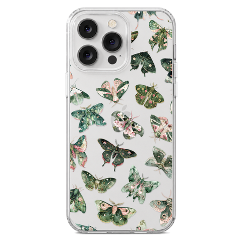 Green Pink Luna Moths Phone Case For iPhone 17 Air 16e 15 14 13 Pro Max Mini 7 8 SE Galaxy S26 S25 Aesthetic Witchy Mystic