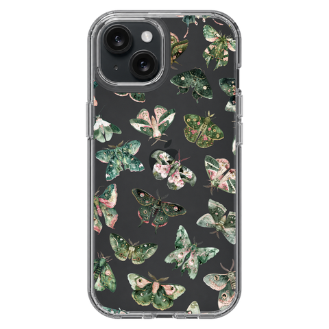 Green Pink Luna Moths Phone Case For iPhone 17 Air 16e 15 14 13 Pro Max Mini 7 8 SE Galaxy S26 S25 Aesthetic Witchy Mystic