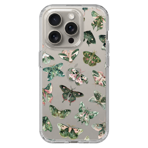 Green Pink Luna Moths Phone Case For iPhone 17 Air 16e 15 14 13 Pro Max Mini 7 8 SE Galaxy S26 S25 Aesthetic Witchy Mystic